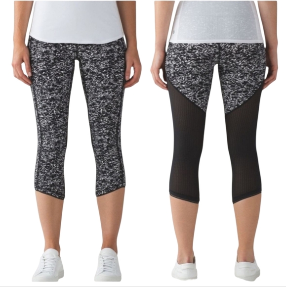 Lululemon Deep Breath Crop (21" ) Iced Wave White Black / Black Size 2 - Picture 4 of 15